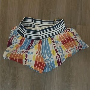 Women’s Multicolor Geometric Print Shorts with Striped Waistband
